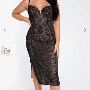Elegant Black Lace Slip Dress